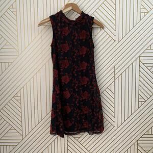 Superfoxx Y2K Chiffon Floral mini Dress Whimsigoth Fairy core Embroidered XS